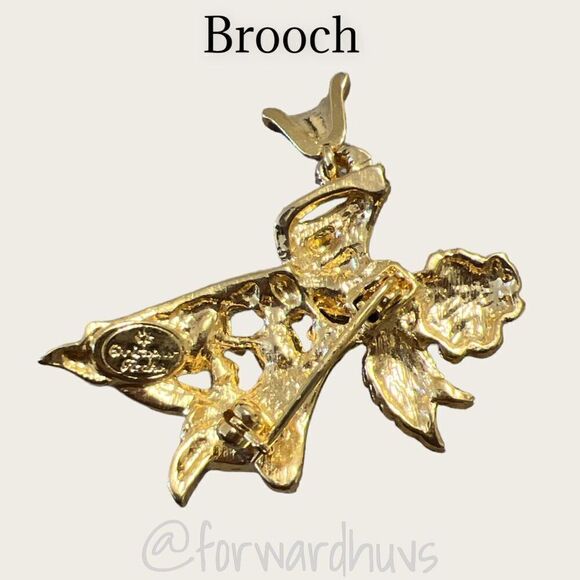 Christopher Radko Angel Ringing Bell Brooch Embellished with Multicolored Glass - Picture 2 of 8